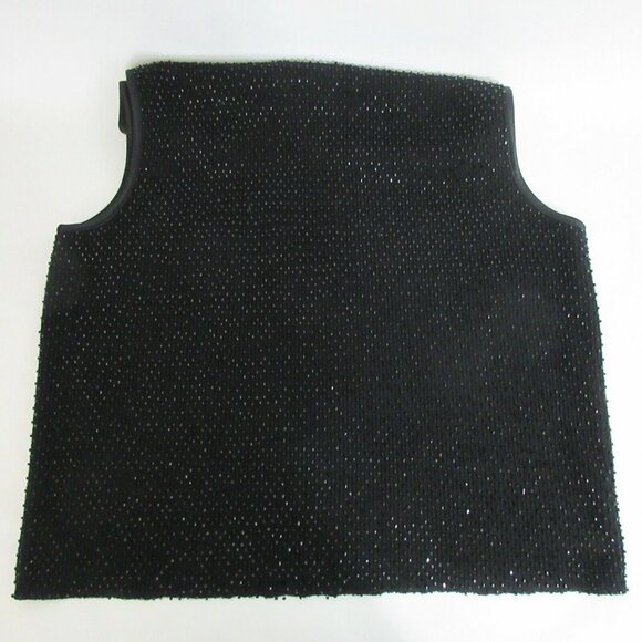 Valerie Stevens Black Top Size Medium Beaded 100% Merino Wool Sleeveless Shell - Picture 6 of 7